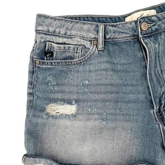 KanCan Acid Wash Denim Distressed Shorts Size Large - Picture 6 of 9